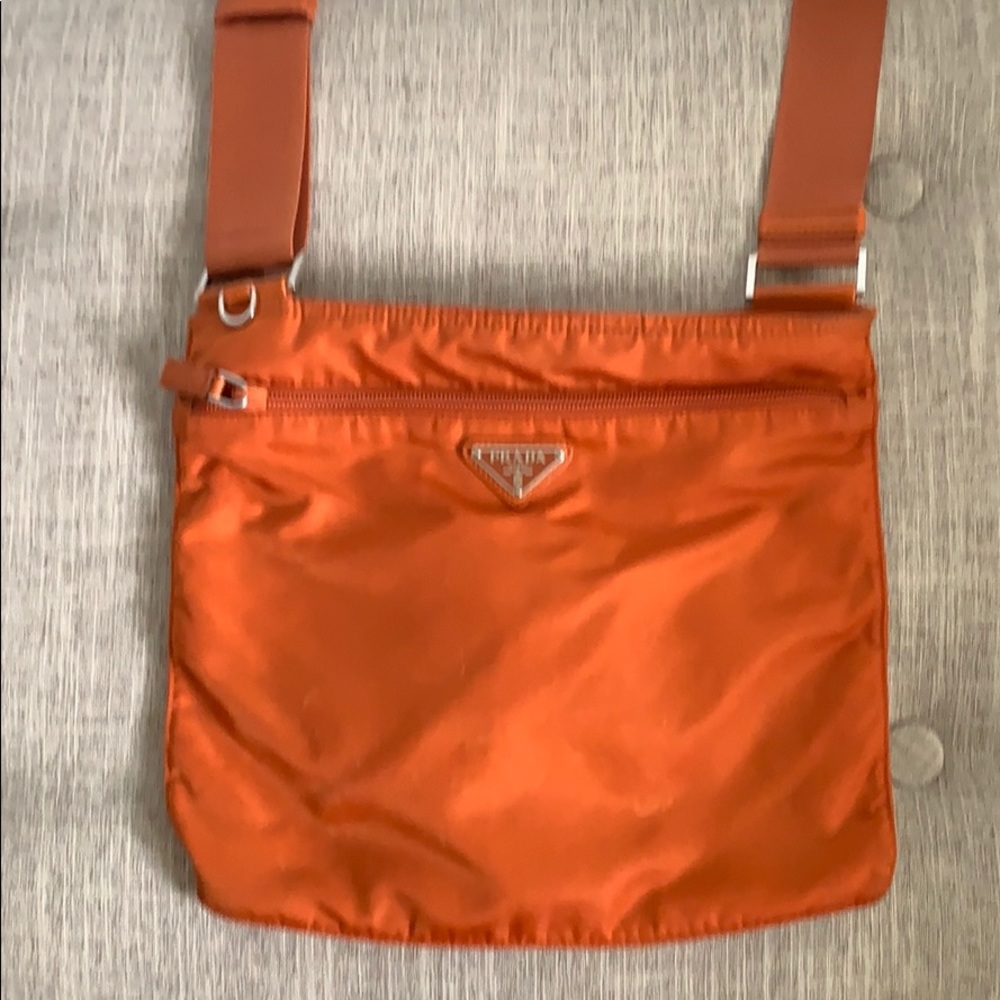 Prada Papaya Orange Tessuto Nylon Crossbody Bag